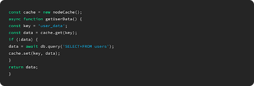 Here is an example of a code that caches the results of a database query in memory